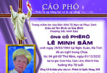 AI TÍN: Ông Cố Phêrô Lê Minh Sâm (thân phụ Lm. Phêrô Lê Quốc Hùng, SVD-USC)