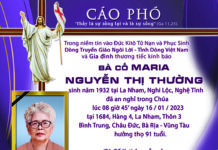 CÁO PHÓ: Bà cố Maria Nguyễn Thị Thường (Thân mẫu của Lm. GB. Lê Quang Sáng, SVD)