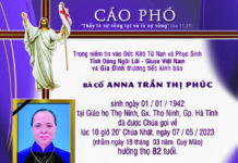 AI TÍN: Bà Cố Anna Trần Thị Phúc (Thân mẫu của Lm. Antôn Trần Xuân Chỉnh, SVD-VIE)