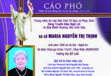 AI TÍN: Bà Cố Maria Nguyễn Thị Thịnh (Thân mẫu Lm. Đaminh Nguyễn Đức Linh, SVD – Thái Lan)