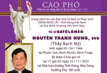 AI TÍN: Tu sĩ Batôlômêô Nguyễn Thanh Hùng, SVD (Thầy Bạch Mỹ)
