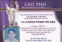 CÁO PHÓ: Bà cố Anna PHẠM THỊ SÁU (thân mẫu của Lm. Antôn Lê Sơn, SVD)