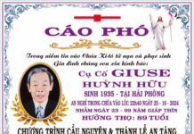 Ai tín: Ông cố Giuse HUỲNH HỮU (Thân phụ của Lm. Giuse Huỳnh Công Hạnh, SVD-Đức Quốc)