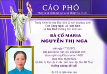 CÁO PHÓ: Bà Cố Maria Nguyễn Thị Nga (thân mẫu của Thầy Antôn Nguyễn Hồng Sơn, SVD)