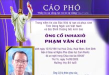 CÁO PHÓ: Ông Cố Inhaxiô Phạm Văn Chi (thân phụ của Lm. Antôn P. Phạm Thanh Thịnh, SVD)