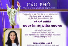 CÁO PHÓ: Bà Cố Anna NGUYỄN THỊ DIỄM HƯƠNG (Thân mẫu của Thầy Antôn Nguyễn Quốc Việt, Học viện)