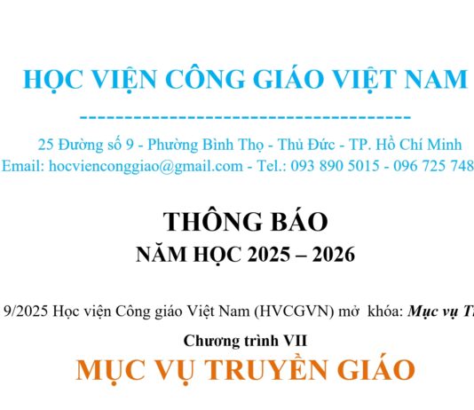 Khóa học Mục vụ Truyền giáo 2025 tại HVCGVN