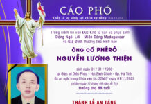 CÁO PHÓ: Ông Cố Phêrô NGUYỄN LƯƠNG THIỆN (Thân phụ của Lm. Phêrô Nguyễn Tài, SVD – Madagascar)
