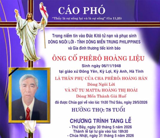 AI TÍN: Ông Cố Phêrô Hoàng Liệu (thân phụ Lm. Phêrô Hoàng Hán, SVD-PHC)